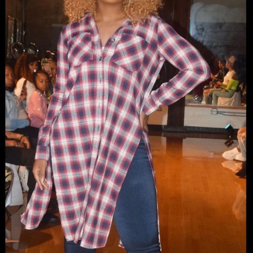 Free people plaid tunic shirt size small euc 